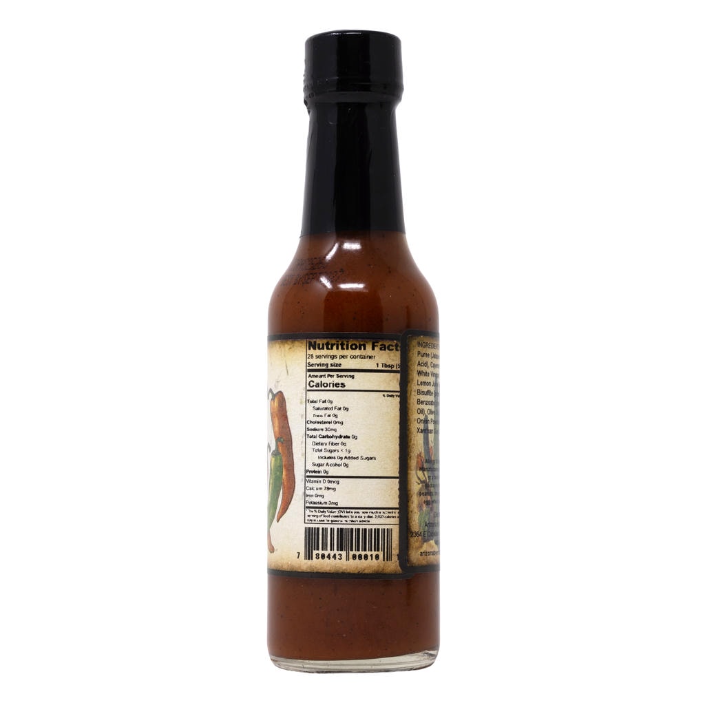 Southwest Traditions Pure Jalapeño Hot Sauce Nutritional label