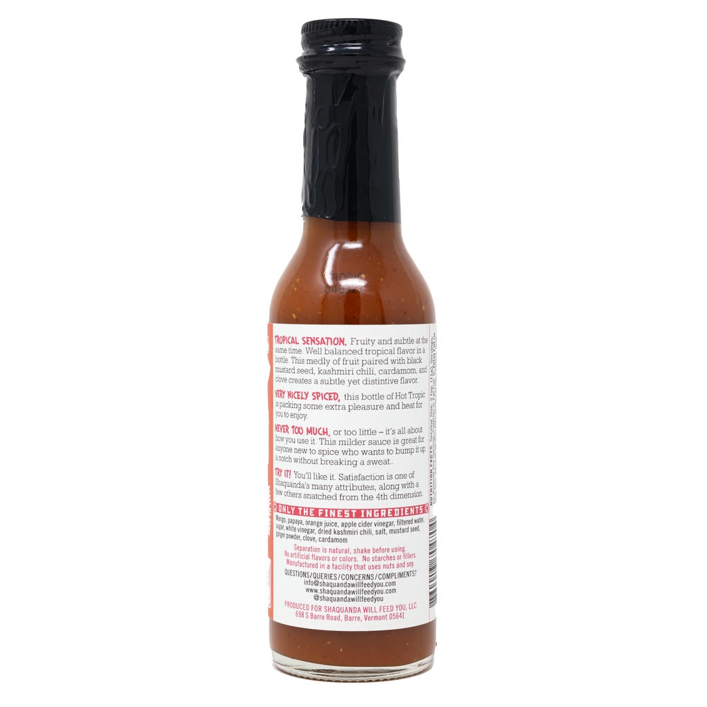 Hot sauce bottle with label on a white background