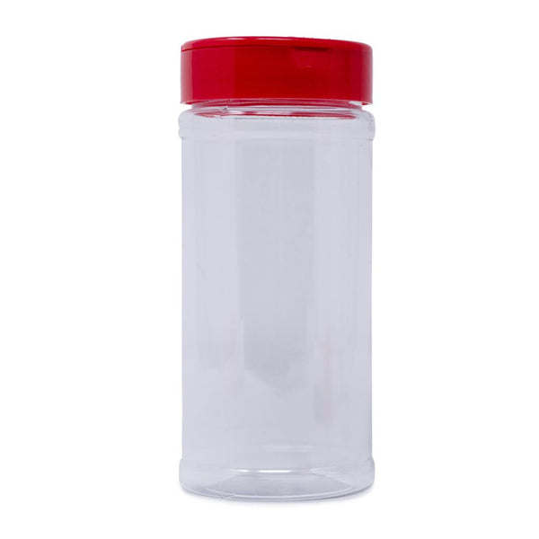 16 oz Spice Jar~Empty Container~Clear Plastic~Black Shaker Pourer Twist Lid