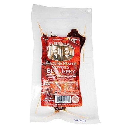 Carolina Reaper Peppered Beef Jerky Spicy Jerky Bakke Brothers 3.2 Oz