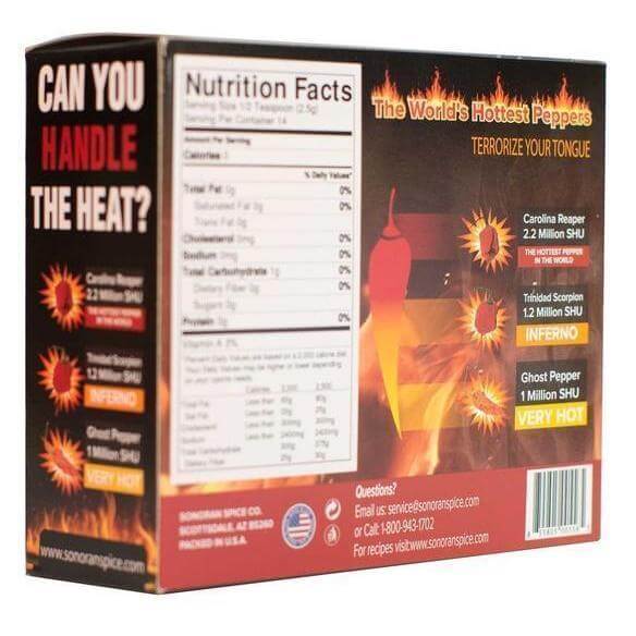 Carolina Reaper - Trinidad Scorpion - Ghost Pepper Flakes Gift Box Spice Gift Sonoran Spice
