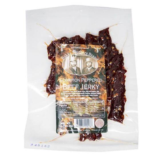 Scorpion Peppered Beef Jerky Trinidad Scorpion Beef Jerky Bakke Brothers 7 Oz