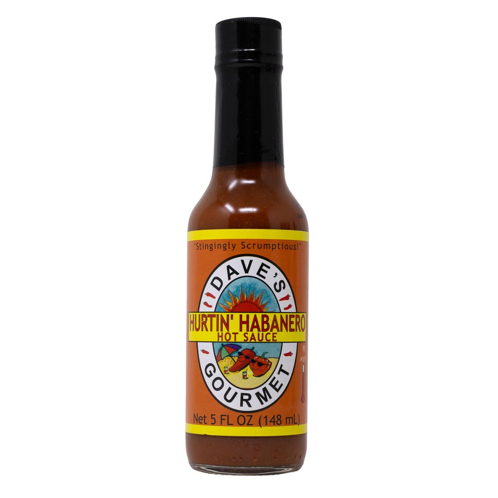 Dave's Gourmet Hurtin' Habanero Hot Sauce front bottle