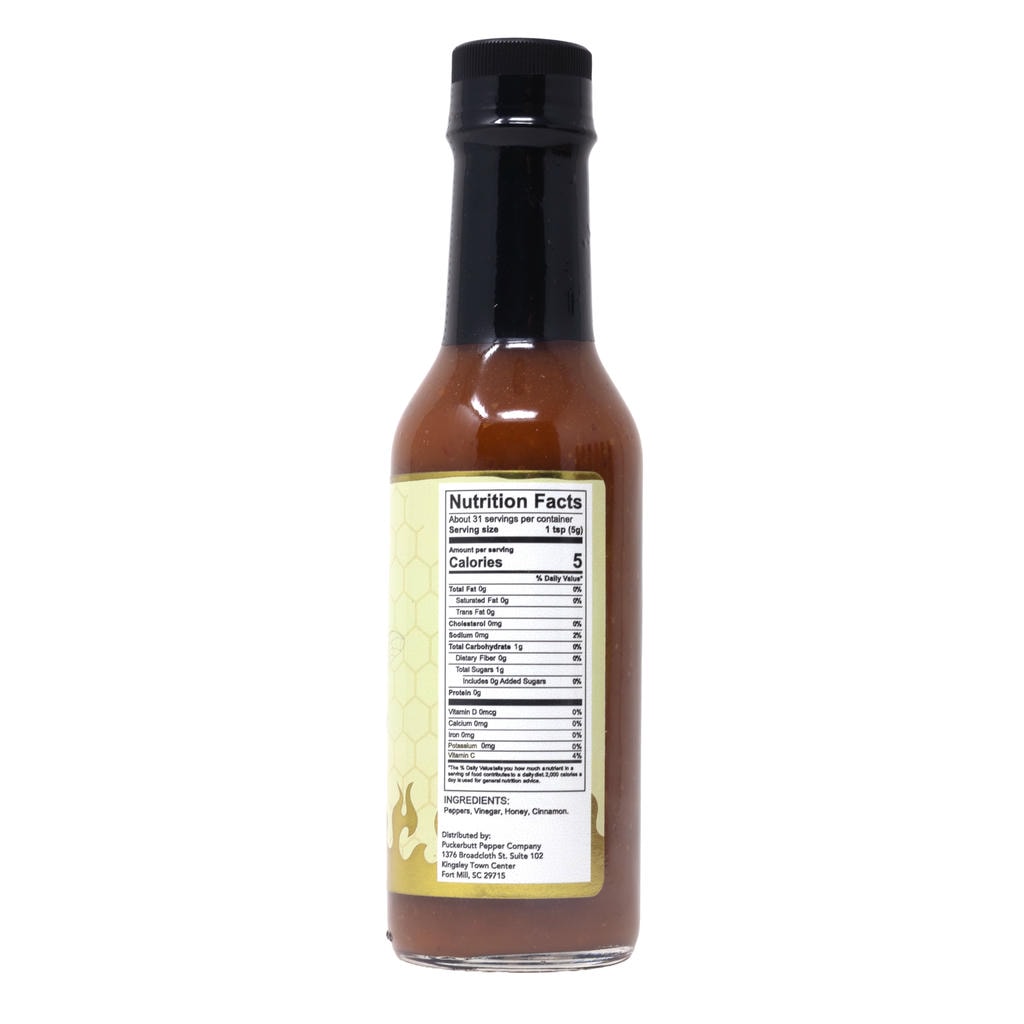 Honey Bonnet Hot Sauce Bottle Nutrition Label
