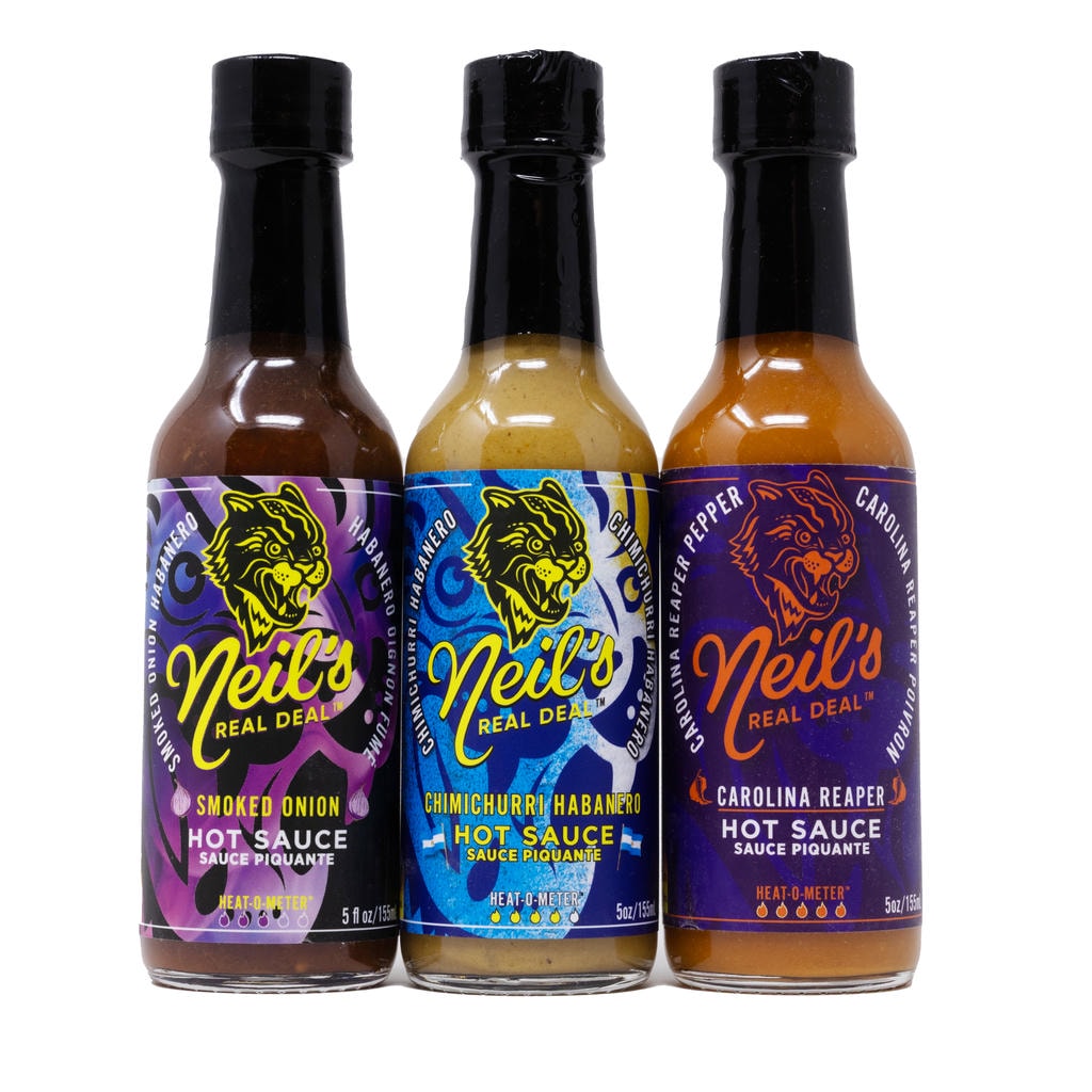 Neil's Real Deal 3 Pack Hot Sauce Set front of bottles
