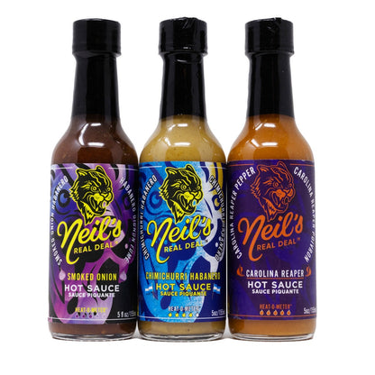 Neil's Real Deal 3 Pack Hot Sauce Set front of bottles