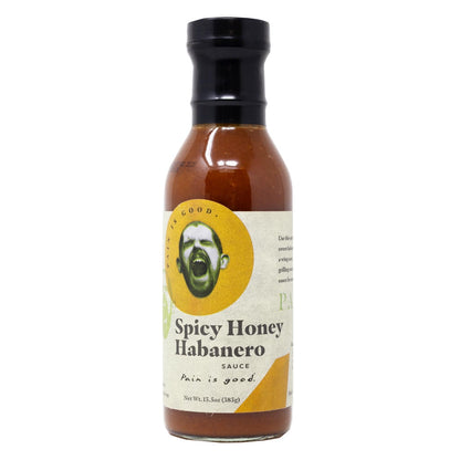 Pain is Good Spicy Honey Habanero Sauce front bottle 