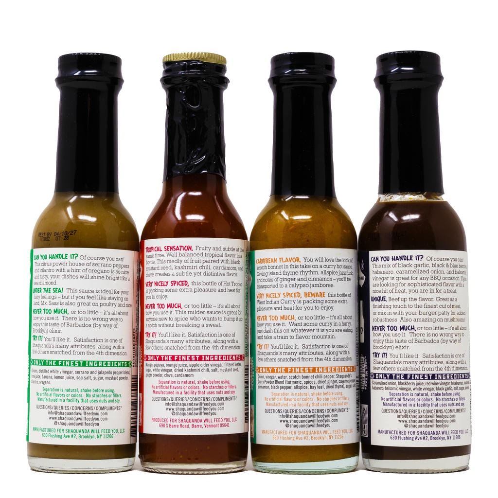 Shaquanda 4 pack back of bottles