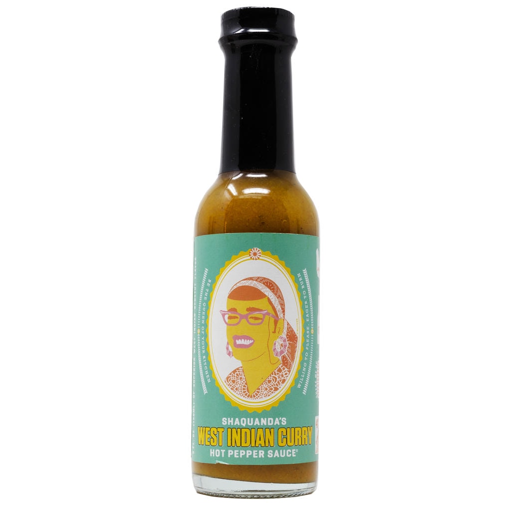 Shaquanda's West Indian Curry Hot Pepper Sauce front bottle 