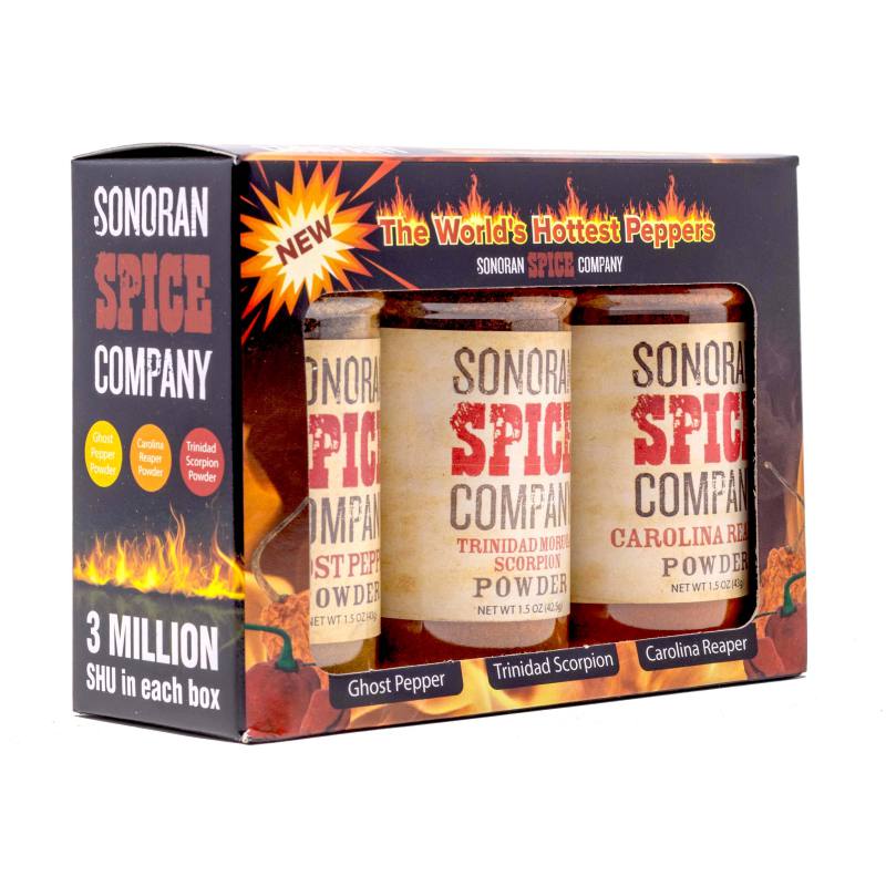 Carolina Reaper - Trinidad Scorpion - Ghost Pepper Powder 1.5 oz Gift Box