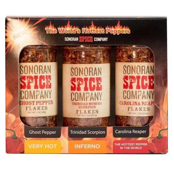 Carolina Reaper - Trinidad Scorpion - Ghost Pepper Flakes Gift Box Spice Gift Sonoran Spice 