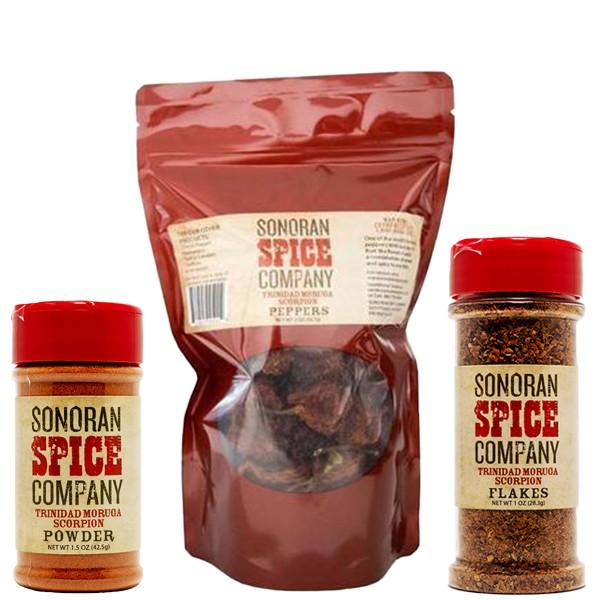 Trinidad Scorpion Peppers, Powder and Flakes Spice Gift Set Trinidad Scorpion Sonoran Spice 