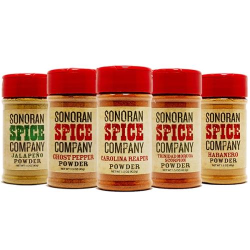 World&#39;s Hottest Pepper Powder 5 Pack Carolina Reaper Powder Sonoran Spice 